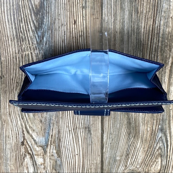 Womens Coach Wallet Solid Blue Leather Turn Lock - Picture 7 of 8